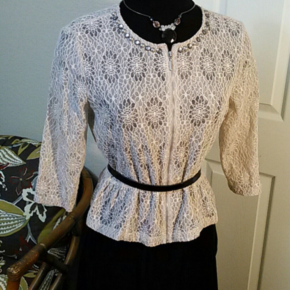 Ruby Rd. Lace Zipper Blouse/Jacket