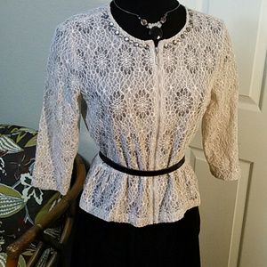 Ruby Rd. Lace Zipper Blouse/Jacket