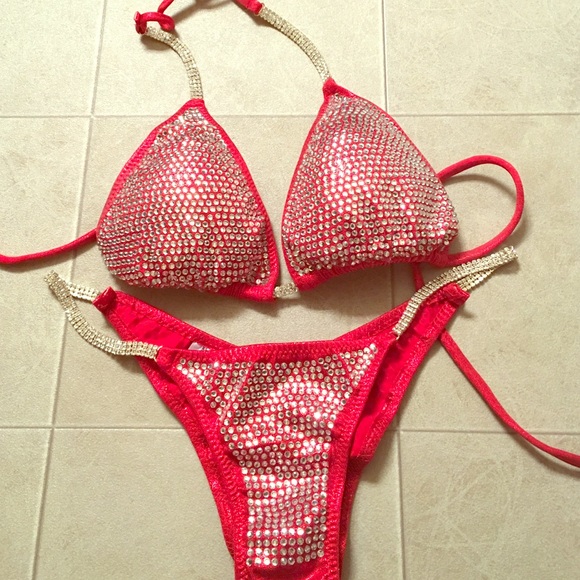 Red competition bikini