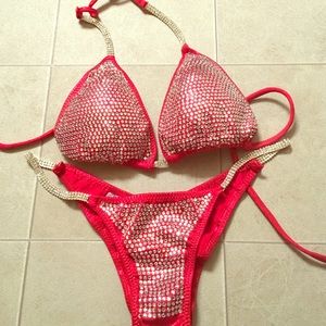 Red competition bikini