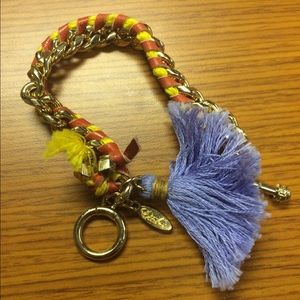 Ettika Red Yellow Gold Tassel & Chain Bracelet
