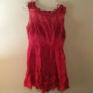 Red Lace detailed romper