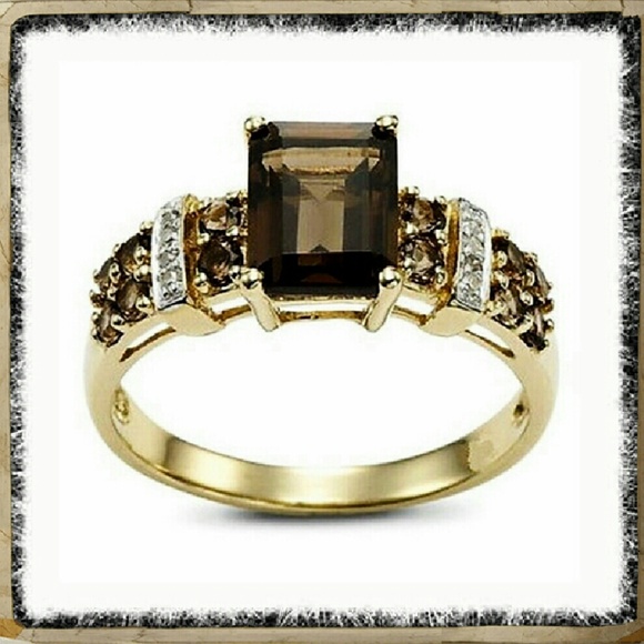 18KT YELLOW GOLD FILLED BROWN TANZANITE RING