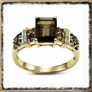 18KT YELLOW GOLD FILLED BROWN TANZANITE RING