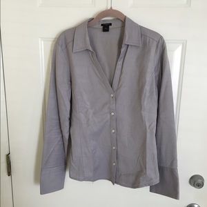 Ann Taylor V Neck Button down Career Blouse - 12