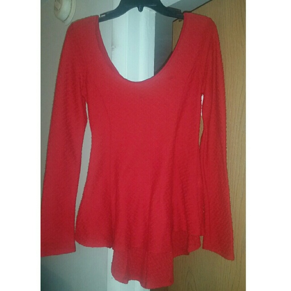 Sexy Red Peplum High Lo Top