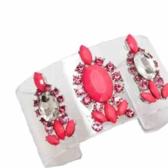 Lucite Pink Pendant Cuff - Picture 2 of 3