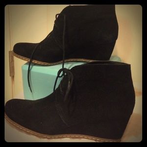 Suede wedge ankle booties