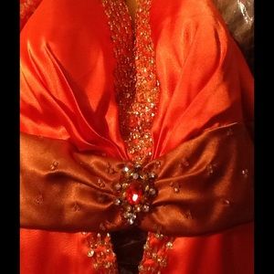 Orange and brown prom dress