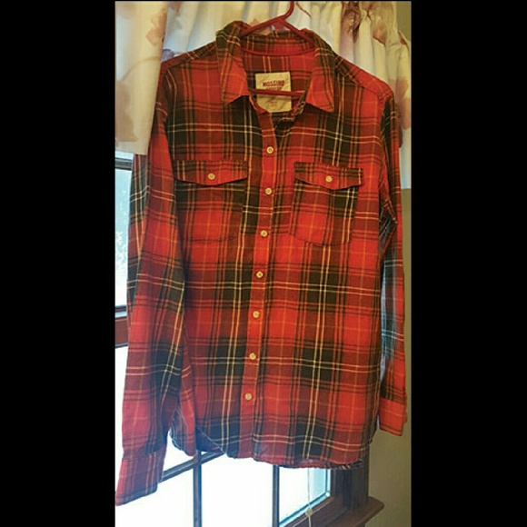 Super cute Mossimo orange plaid shirt - Picture 1 of 2