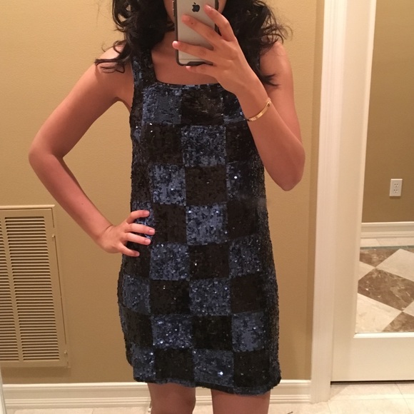 Alice and Olivia Sequin Checkered Dress