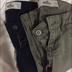 Navy blue and olive hollister jeans