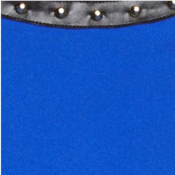 Express Blue Studded Zip Back Peplum Top - Picture 2 of 4