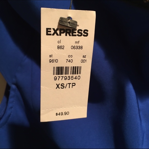 Express Blue Studded Zip Back Peplum Top - Picture 3 of 4