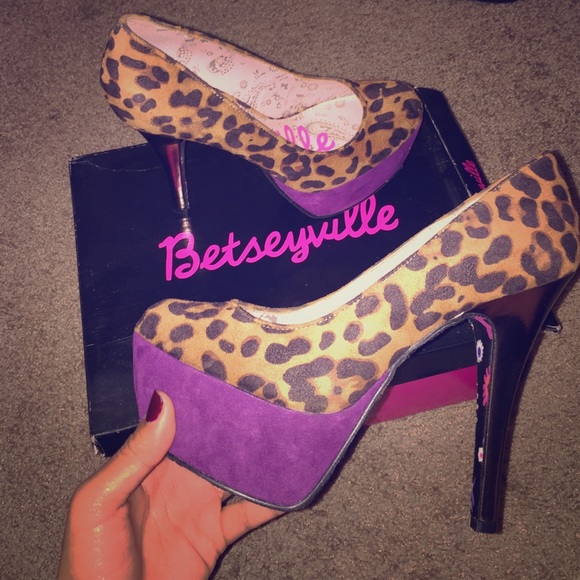 Betseyville Leopard/Purple Suede Platforms