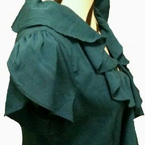 Banana Republic Button  Blouse w/ Ruffled Collar