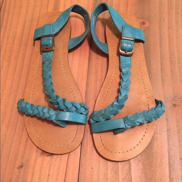 Turquoise flat sandals