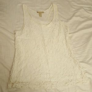 Banana Republic White Lace Dress Shirt