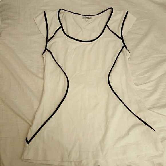 Express white/black top;blouse
