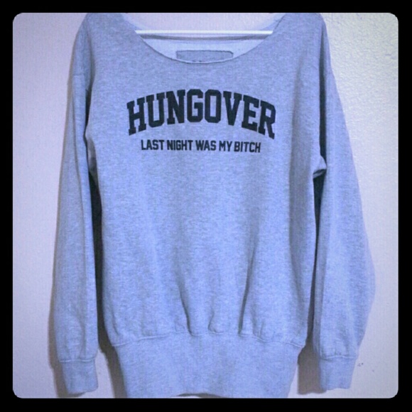 NWOT ...Off the shoulder hungover grey sweatshirt