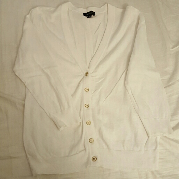 The Limited White Long-sleeved Cardigan Sweater