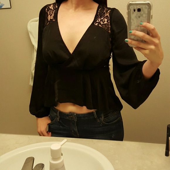 Nastygal black lace low cut top