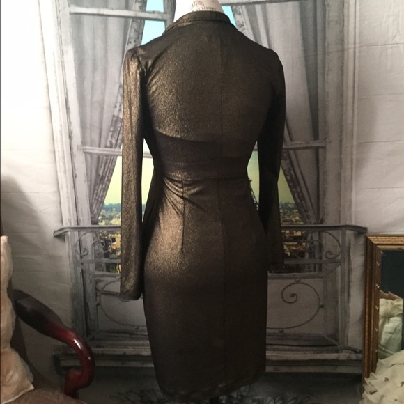 DAVID MEISTER Metallic Long Sleeve  Dress, Size 4 - Picture 3 of 4