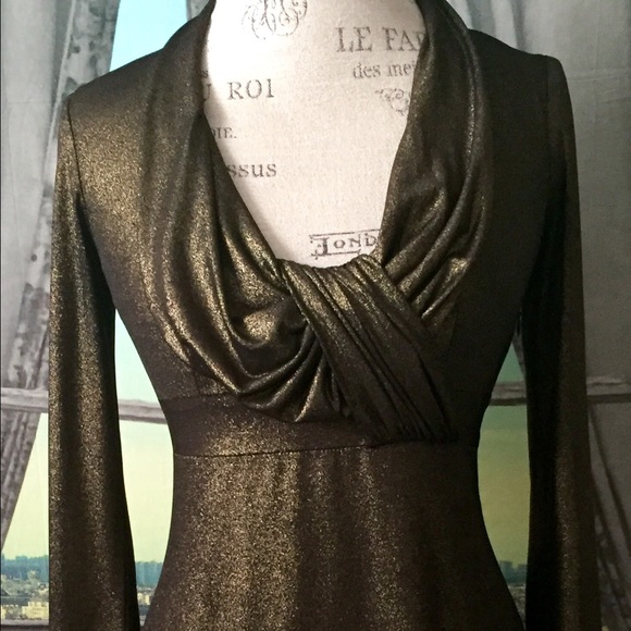DAVID MEISTER Metallic Long Sleeve  Dress, Size 4 - Picture 4 of 4