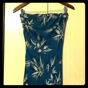 Teal & Bamboo Print Maxi Tube Dress