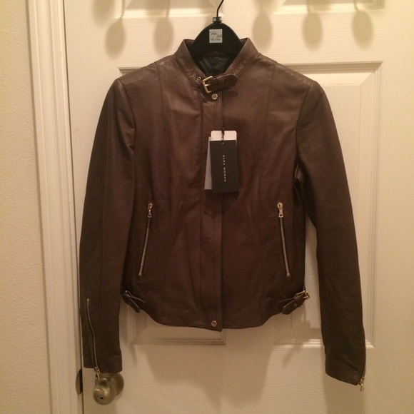 Rare! NWT Zara 100% Leather Jacket With Zips - Picture 3 of 4