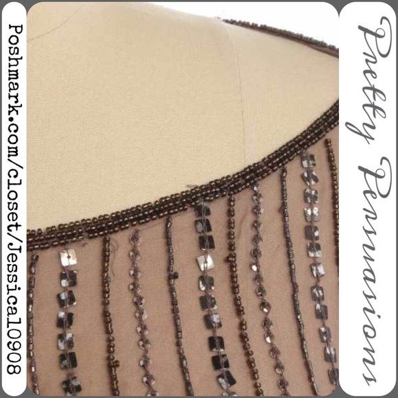 SOLD OUT🌻Parker Brown Sheer Beaded Silk Tunic Top - Picture 4 of 4