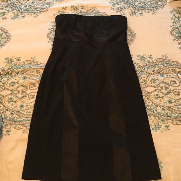 Satin paneling strapless party dress