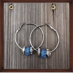 "Baby Blues" Crystal Hoop Earrings.