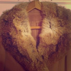 Vintage 70s fur collared long pea coat
