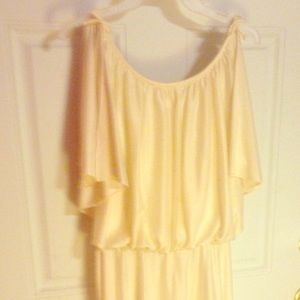 Vintage floor length cream gown. Circa 1977.