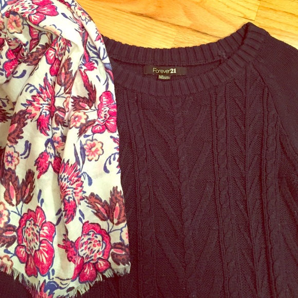 Navy cable knit sweater