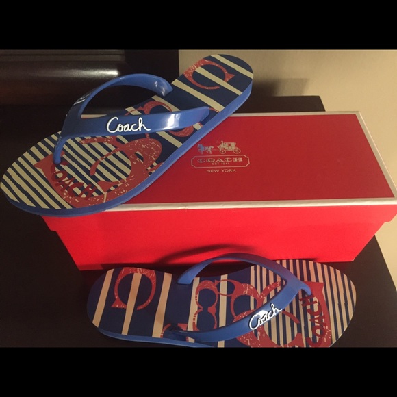 Too Cute Blue Coach flip flops. New never worn