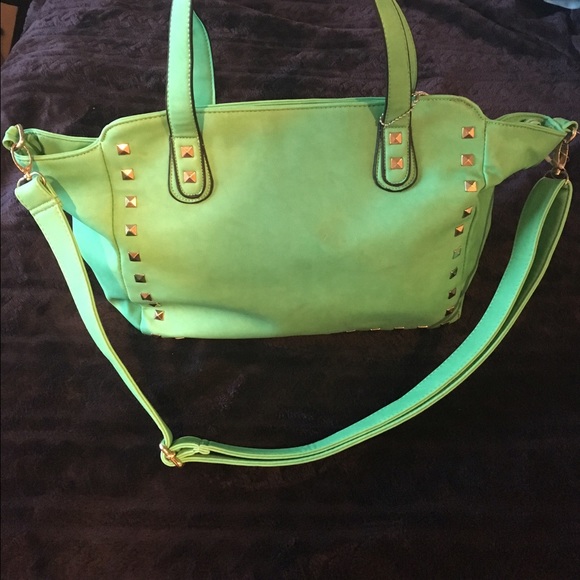 Mint green bag with stud details