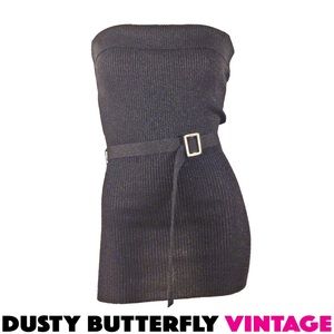BLACK TUBE TOP Disco Top BELTED Glitter Sparkle