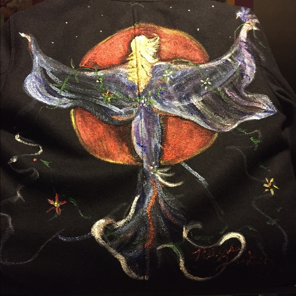 Hand painted angel on jacket