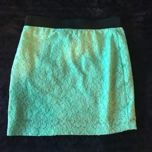 Mint green lace mini skirt