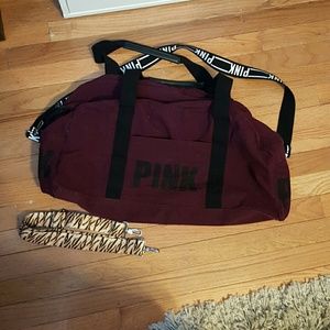 VS pink duffle bag , maroon