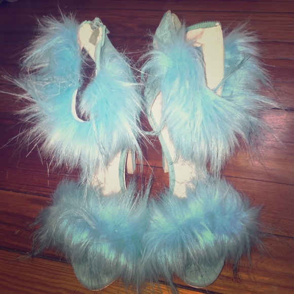 Jeffrey Campbell Light Blue Cookie Fur Heels