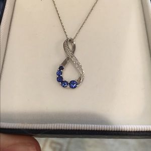 White gold (10k) sapphire infinity necklace