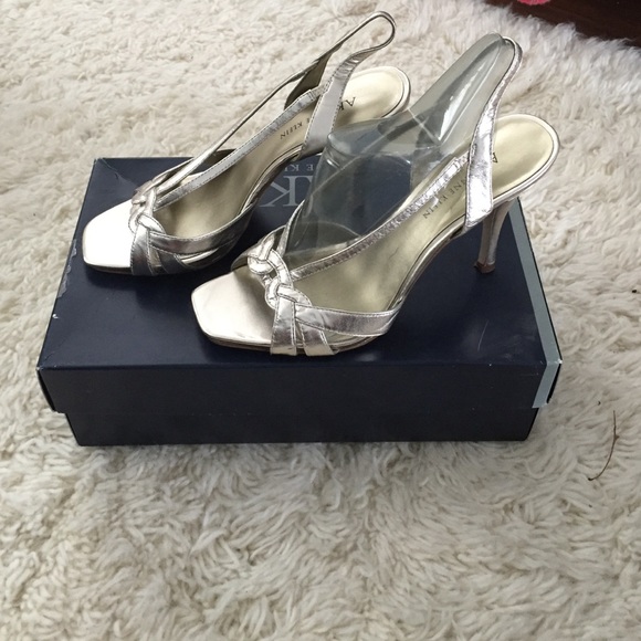 AK light gold leather dress shoes