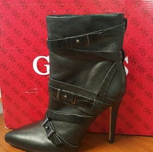 Leather high-heeled booties