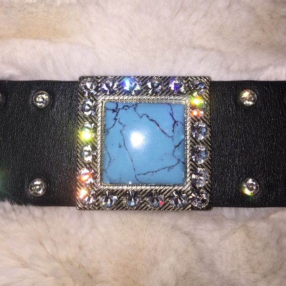 Gorgeous crystal, turquoise , black belt. main image 4