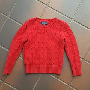 Boys Polo size 5 red cable knit sweater in EUC