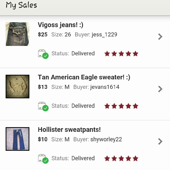 5 stars for every item sold! :)