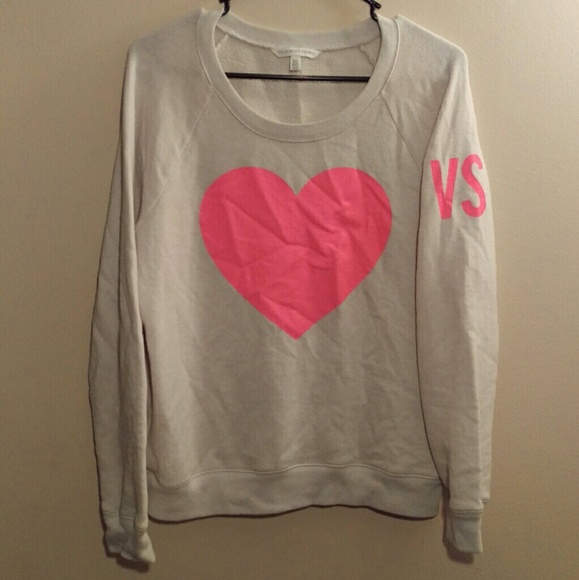 Victorias Secret Neon Pink Heart Crewneck